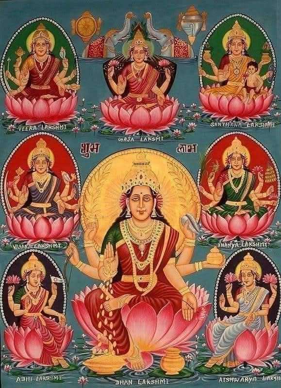 Ashta Lakshmi – 8 Forms of Goddess Lakshmi in Hindi