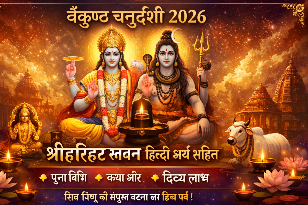 वैकुण्ठ चतुर्दशी हरिहर स्तवन हिन्दी अर्थ सहित